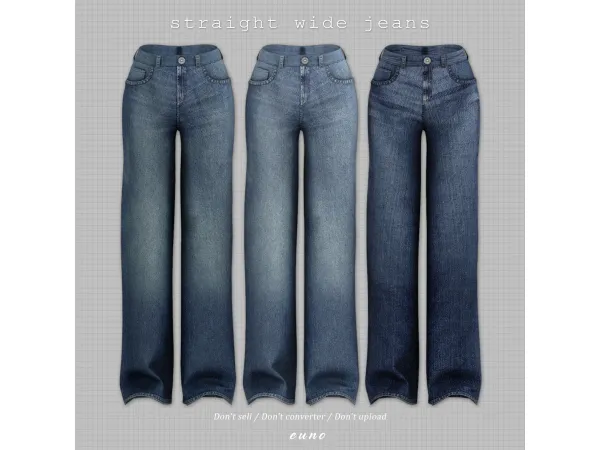 Alpha straight wide jeans by euno sims - The Sims 4 Custom Content