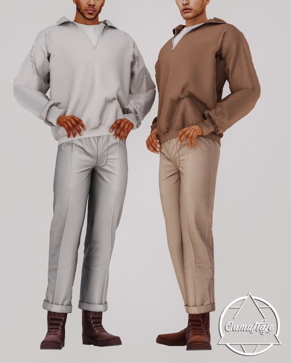 Alpha Back To Basic (MALE) Set (Sweater Pants) by simsfinds - The Sims 4 Custom Content