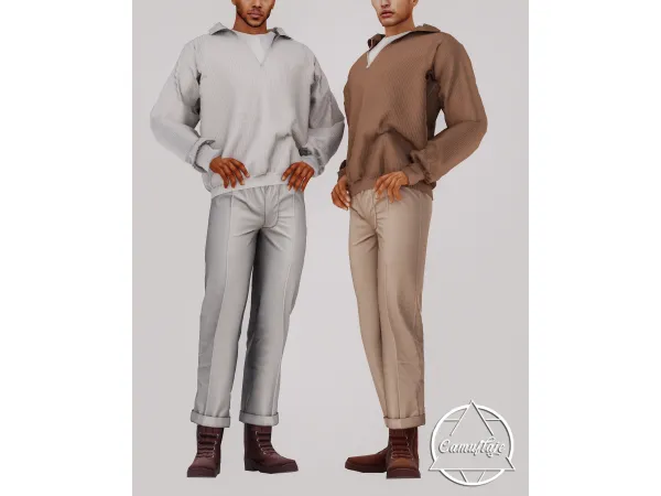 Alpha Back To Basic (MALE) Set (Sweater Pants) by Camuflaje - The Sims 4 Custom Content