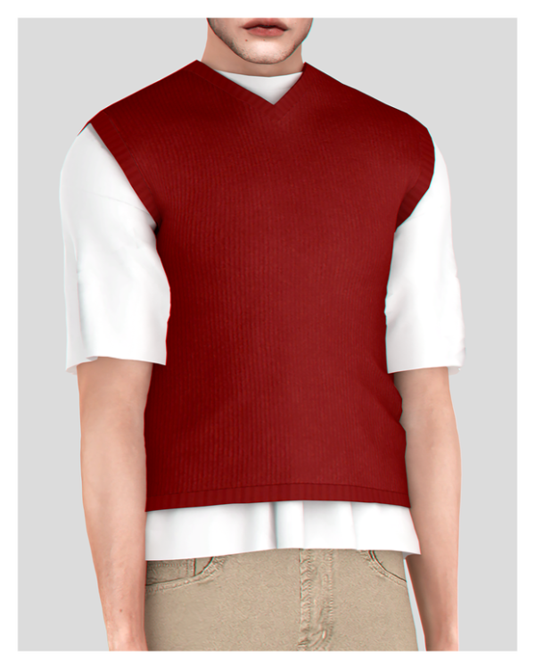 Alpha Ellis Tee with Knit Vest by BackTrack - The Sims 4 Custom Content