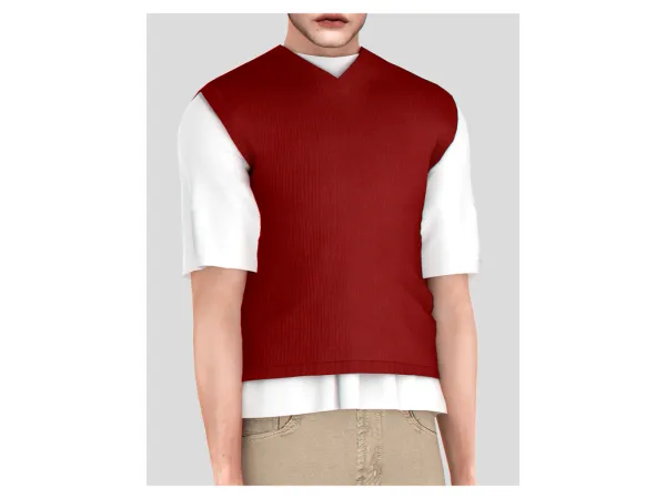 Alpha Ellis Tee with Knit Vest by backtrackcc - The Sims 4 Custom Content