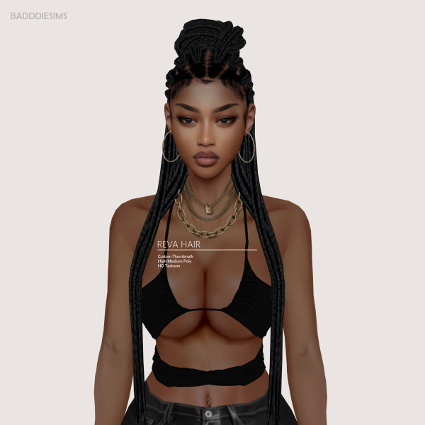 Alpha REVA HAIR by simsfinds - The Sims 4 Custom Content