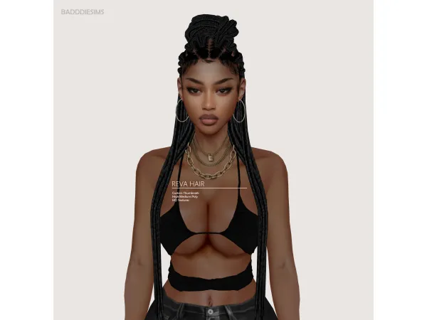 Alpha REVA HAIR by BADDDIESIMS - The Sims 4 Custom Content