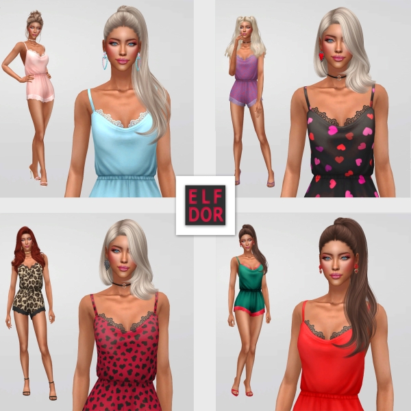 Maxis Match 2023 February Collection 1 Valentine's Lingerie by elfdor - The Sims 4 Custom Content