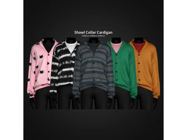 Alpha Shawl Collar Cardigan by Gorilla Gorilla Gorilla - The Sims 4 Custom Content