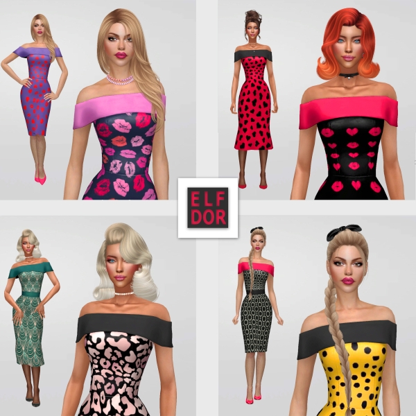 Maxis Match 2023 February Collection 2 Valentine's Dresses by elfdor - The Sims 4 Custom Content