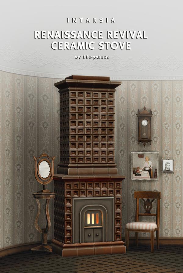 Mix INTARSIA Renaissance Revival Ceramic Stove by simsfinds - The Sims 4 Custom Content