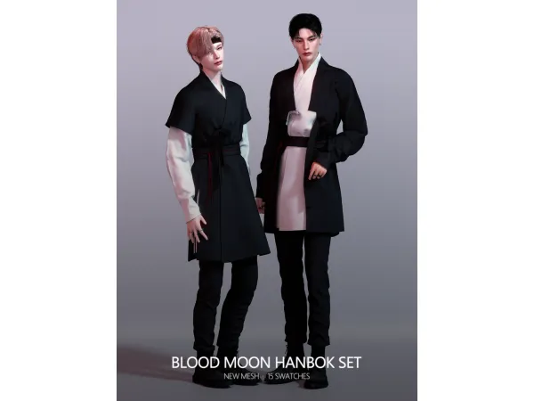 Blood Moon Hanbok Set by RONA_SIMS