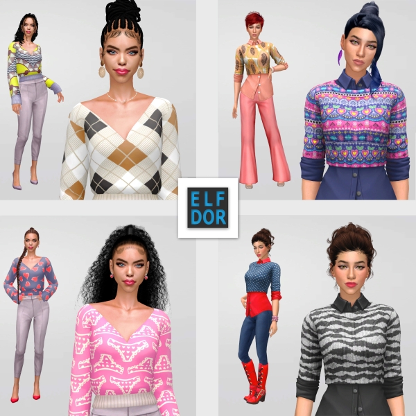 Maxis Match 2023 February Collection 3 Girly Sweaters by elfdor - The Sims 4 Custom Content