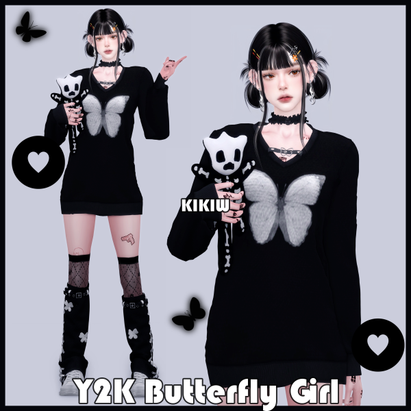 Alpha [KIKIW]Y2K Butterfly Girl by simsfinds - The Sims 4 Custom Content