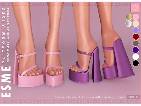 Alpha Esme Platform Shoes by smsims - The Sims 4 Custom Content