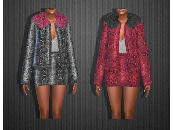 Alpha Jacket with fur collar Short skirt by fusionstylesims4 - The Sims 4 Custom Content