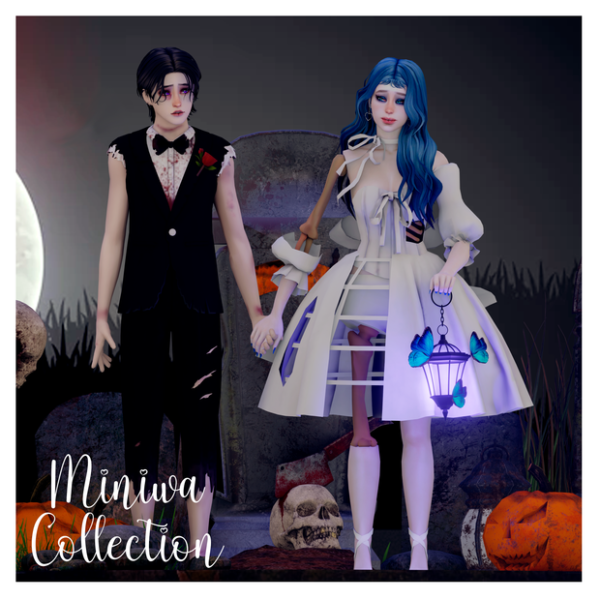 Alpha CORPSE BRIDE DRESS VIVIAN OUTFIT (UPDATED) by simsfinds - The Sims 4 Custom Content