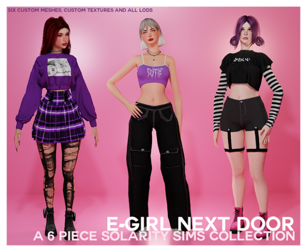 Alpha eGirl Nextdoor 6 Piece Collection by solarity_sims - The Sims 4 Custom Content