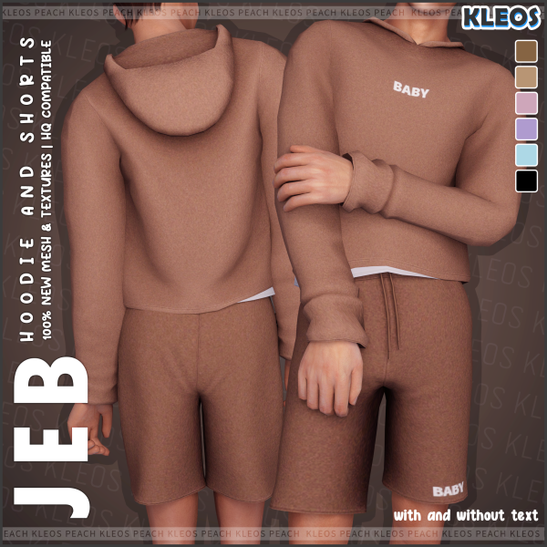 Alpha PEACH Jeb Hoodie Shorts by smsims - The Sims 4 Custom Content
