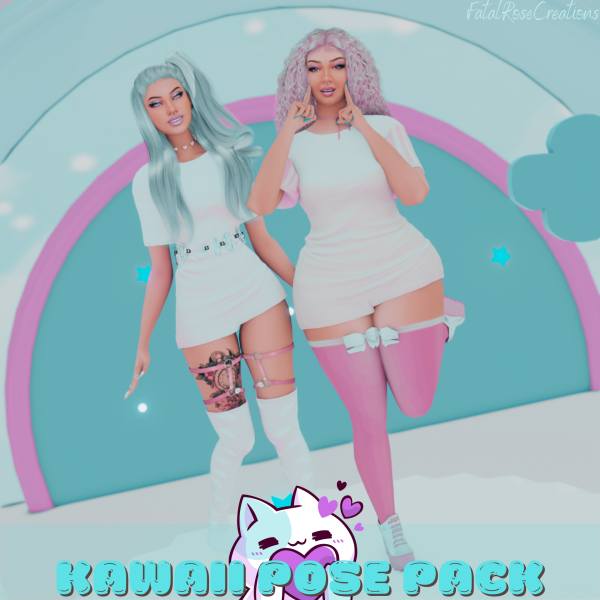 Alpha Kawaii Pose Pack by fatalrosecreations - The Sims 4 Custom Content
