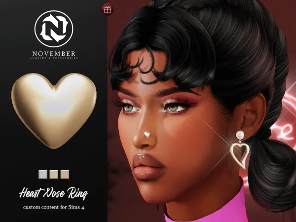 Alpha November Heart Nose Ring - The Sims 4 Custom Content