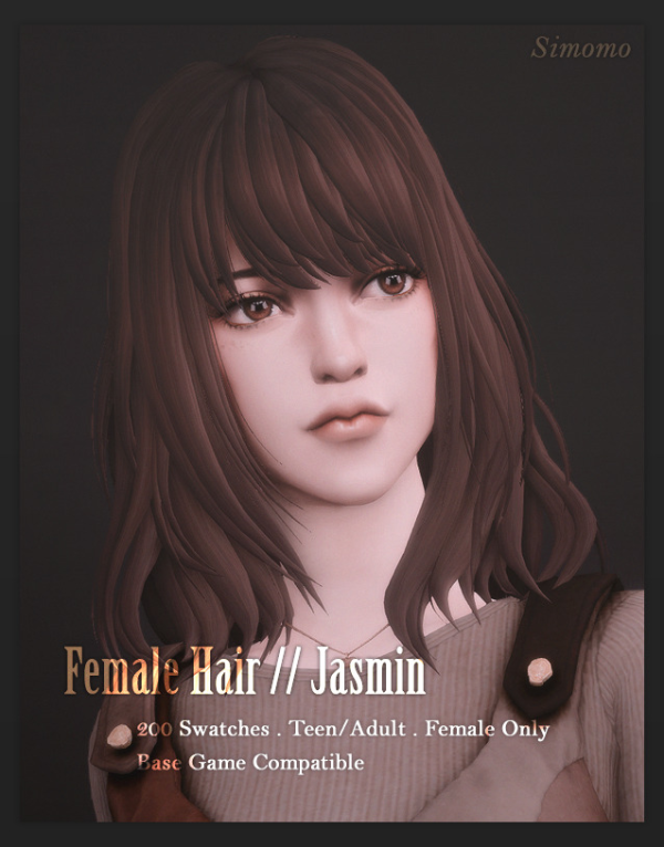 Maxis Match Jasmin Hair by simsfinds - The Sims 4 Custom Content
