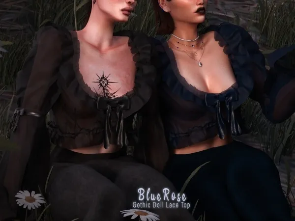 Alpha Gothic Doll Top BRsims by bluerose-sims - The Sims 4 Custom Content