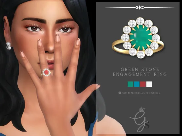 Mix Green Stone Engagement Ring by simsfinds - The Sims 4 Custom Content