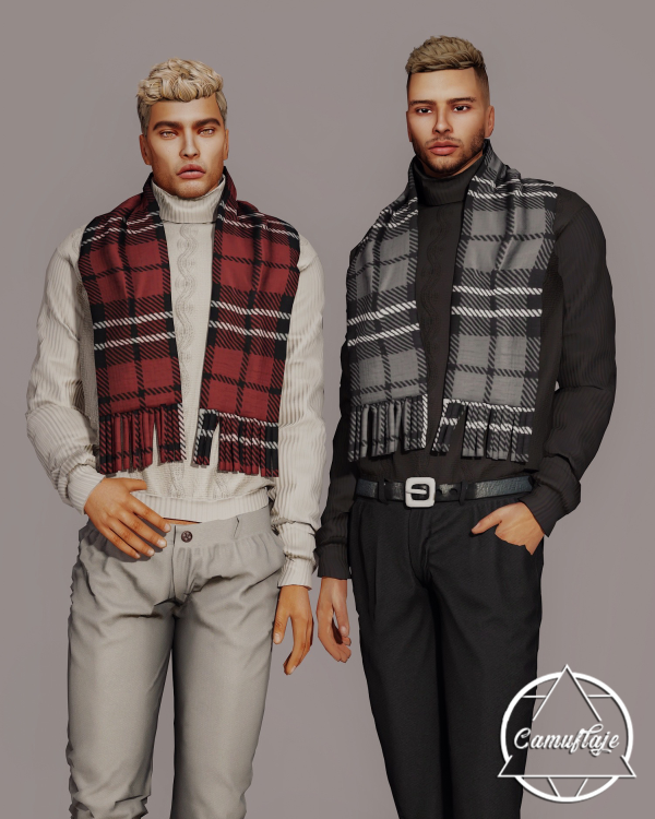 Alpha History Academia (Male) Sweater Scarf by simsfinds - The Sims 4 Custom Content