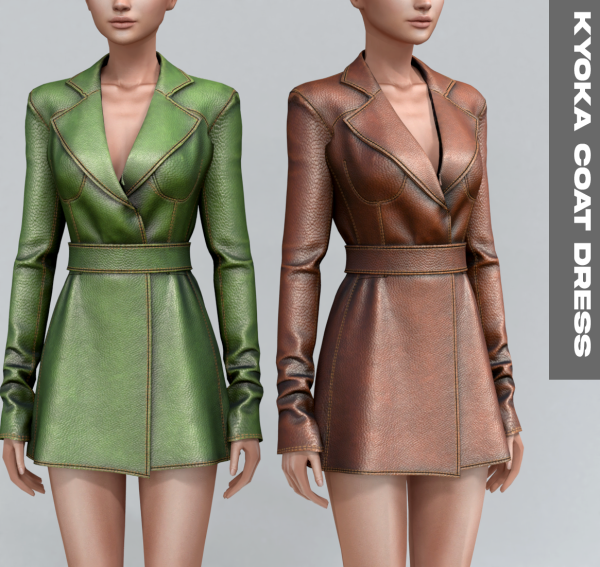 Alpha Kyoka Coat Dress by simsfinds - The Sims 4 Custom Content