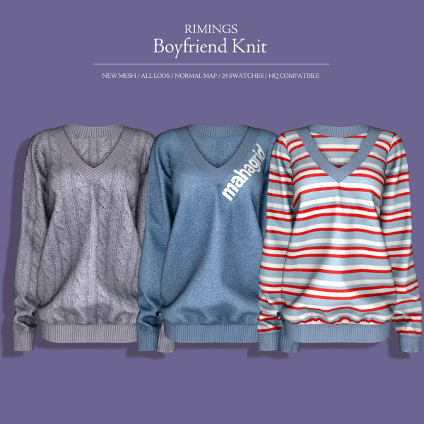 Alpha [RIMINGS] Boyfriend Knit by simsfinds - The Sims 4 Custom Content