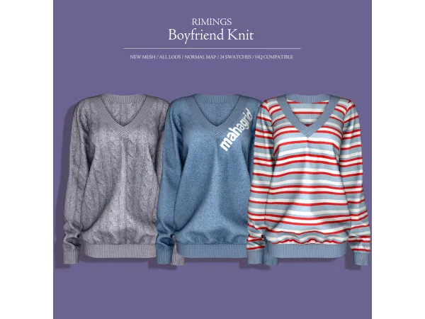 Alpha [RIMINGS] Boyfriend Knit by RIMINGS - The Sims 4 Custom Content