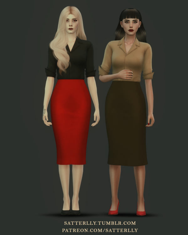 Maxis Match Formal skirt and blouse outfit 1 by simsfinds - The Sims 4 Custom Content
