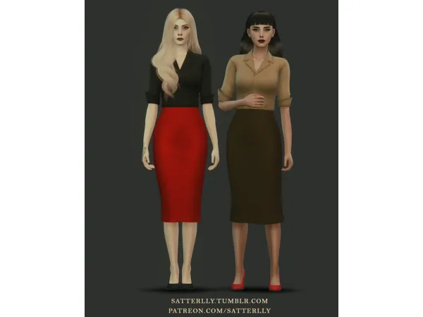 Maxis Match Formal skirt and blouse outfit 1 by satterlly - The Sims 4 Custom Content