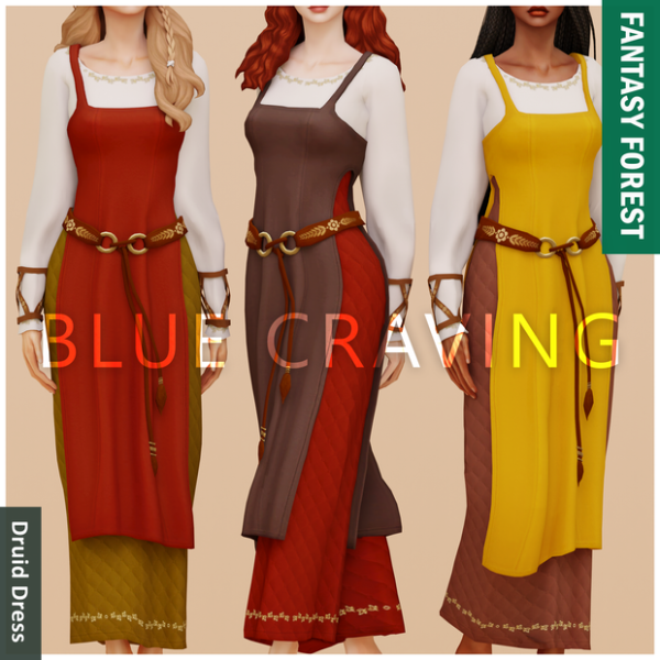 Alpha Blue Craving Druid Dress by bluecraving - The Sims 4 Custom Content