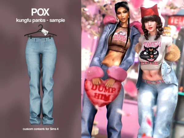 Alpha POX Kungfu Pants by bergdorfsims - The Sims 4 Custom Content