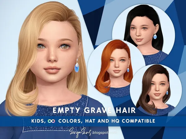 Alpha Empty Grave Hair for Kids by simsfinds - The Sims 4 Custom Content
