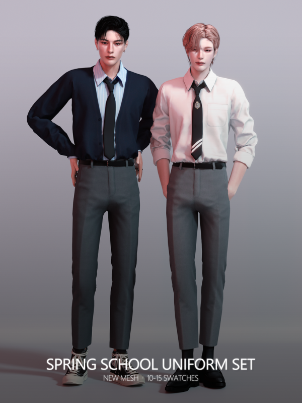 Alpha Spring School Uniform Set by simsfinds - The Sims 4 Custom Content