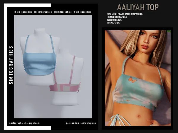 Alpha Aaliyah Top and Skirt by simtographies - The Sims 4 Custom Content