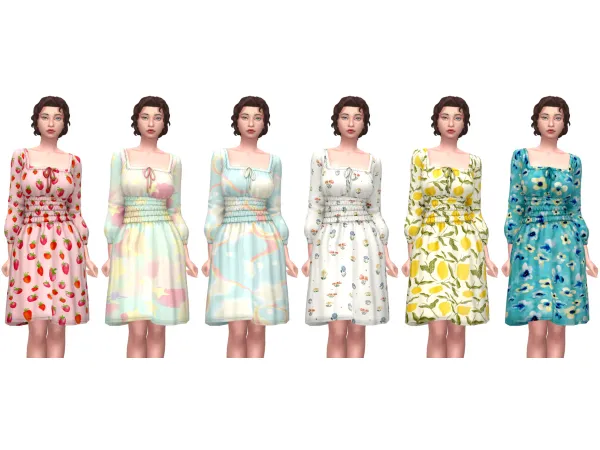 Maxis Match cottagecore milkmaid style dress by simsfinds - The Sims 4 Custom Content