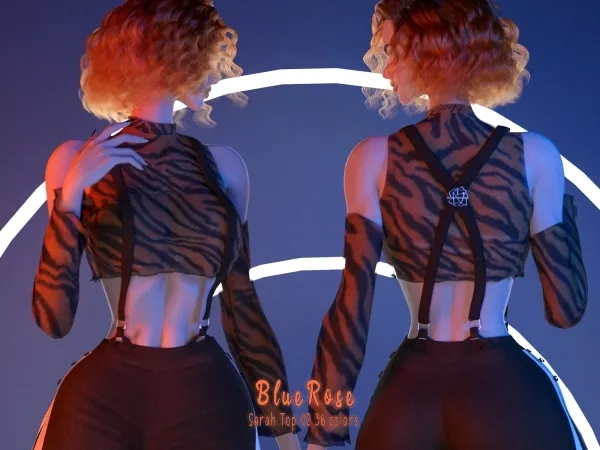 Alpha Sarah Transparent crop top V2 BRsims by bluerose-sims - The Sims 4 Custom Content