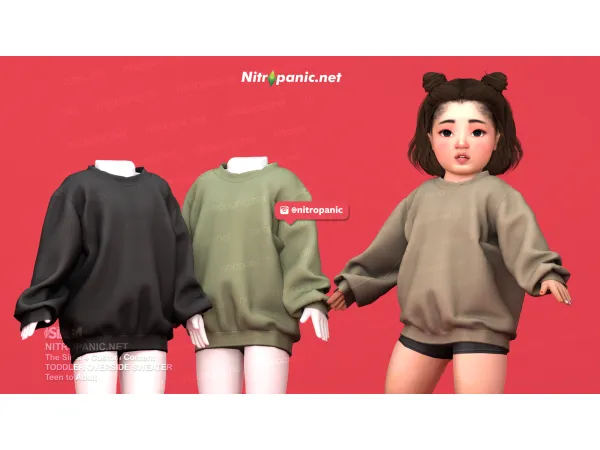 Alpha OVERSIZED SWEATER DRESS TODDLER by nitropanic - The Sims 4 Custom Content