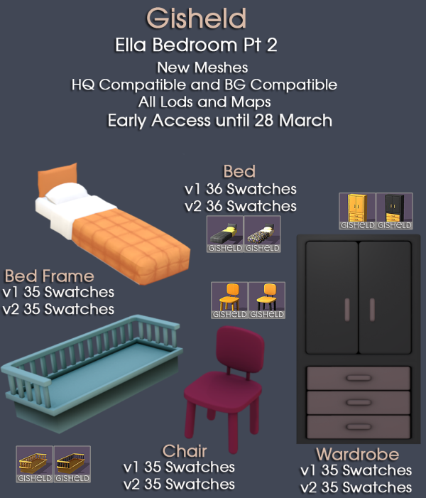 Maxis Match Ella Bedroom Pt2 by gisheld - The Sims 4 Custom Content