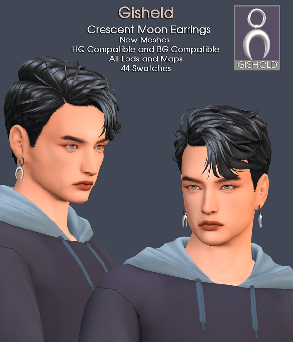 Maxis Match Crescent Moon Earrings by gisheld - The Sims 4 Custom Content