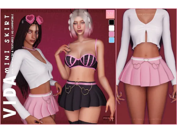 Alpha PEACH Vida Mini Skirt by smsims - The Sims 4 Custom Content
