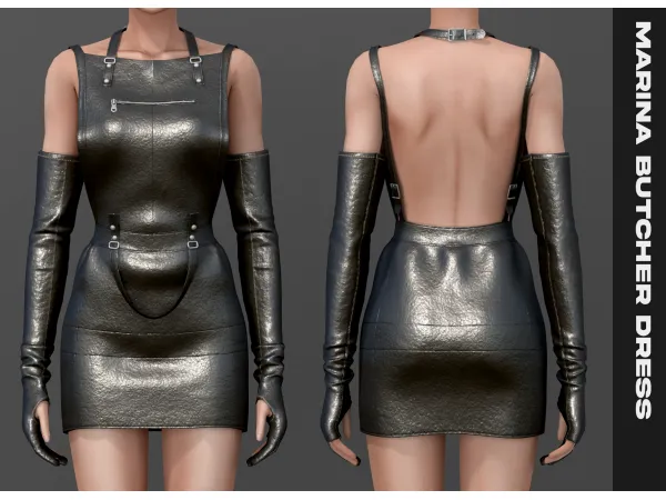 Alpha Marina butcher dress by simsfinds - The Sims 4 Custom Content