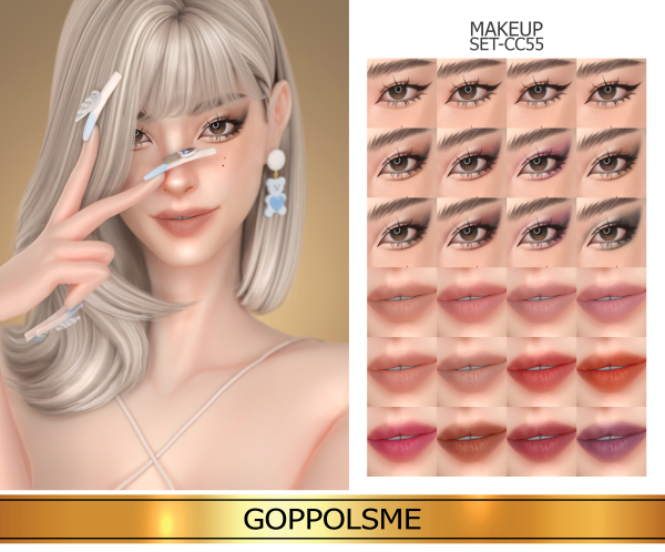 Alpha GPME GOLD MAKEUP SET CC55 by simsfinds - The Sims 4 Custom Content