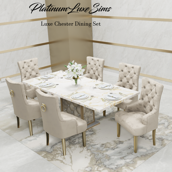 Alpha Luxe Chester Dining Set Part1 Furniture by simsfinds - The Sims 4 Custom Content