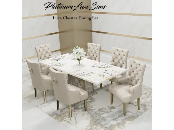Alpha Luxe Chester Dining Set Part1 Furniture by PlatinumLuxeSims - The Sims 4 Custom Content