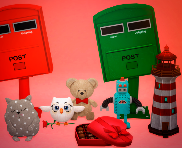 Mix DECORATIVE (7 ITEMS)Happy Valentines Day by simsfinds - The Sims 4 Custom Content