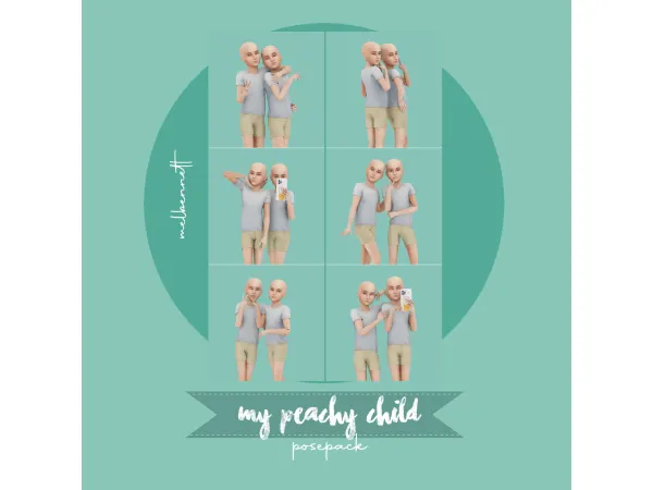Mix My Peachy Child Posepack - The Sims 4 Custom Content