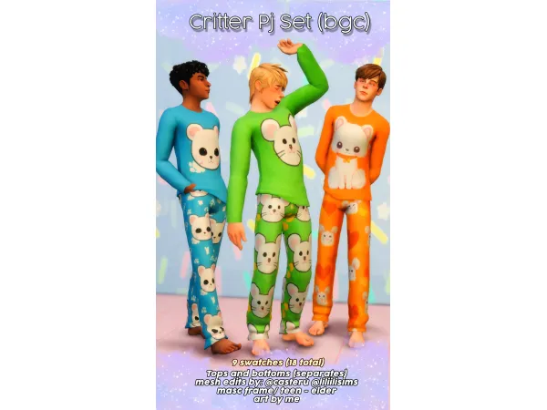 Critter Pjs Set (tops + bottoms) by CreamLatteDream