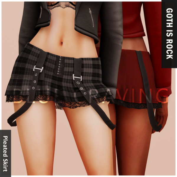 Alpha Blue Craving Pleated Skirt by bluecraving - The Sims 4 Custom Content