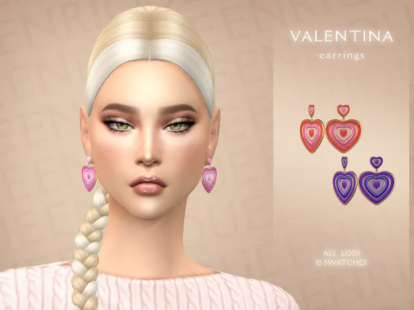 Mix Valentina Earrings by EnriqueS4 - The Sims 4 Custom Content